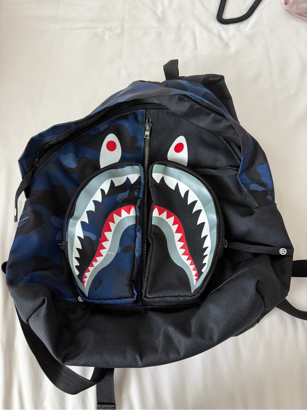 Bape Blue & Black Shark Camo Backpack